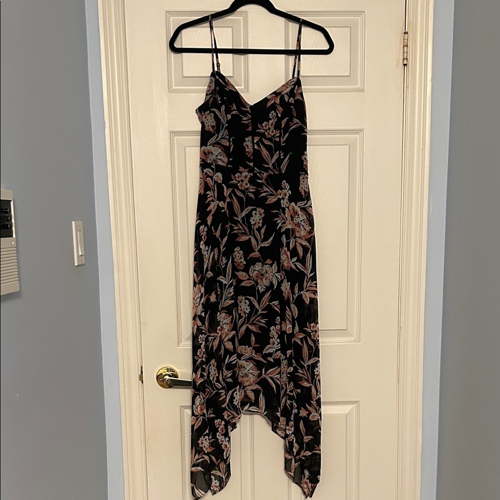 White House Black Market Floral Black and Pink Dress Size 6